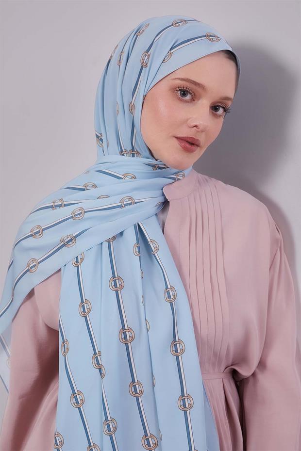 Bebe Mavisi Çizgili Halka Desen Club Şal