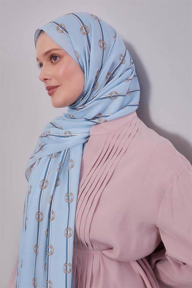 Bebe Mavisi Çizgili Halka Desen Club Şal