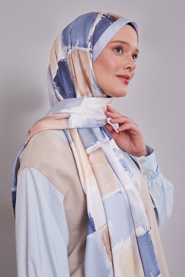 Bebe Mavisi Dama Desen Twill Şal