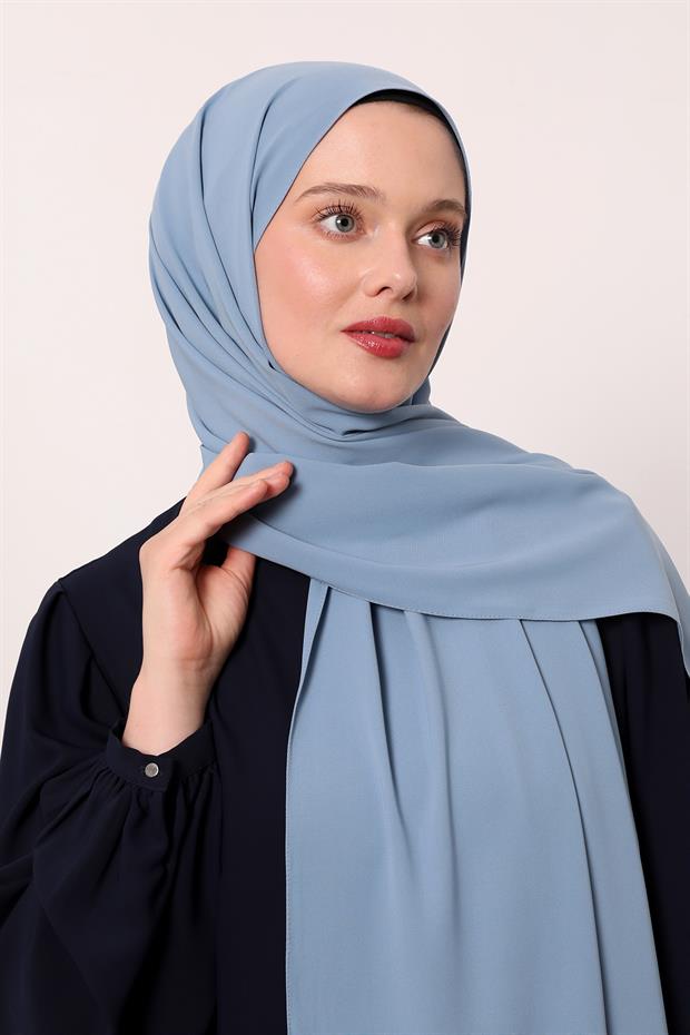 Bebe Mavisi Düz Medine İpeği Şal