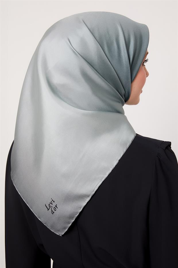 Bebe Mavisi Geçişli Twill İpek Eşarp