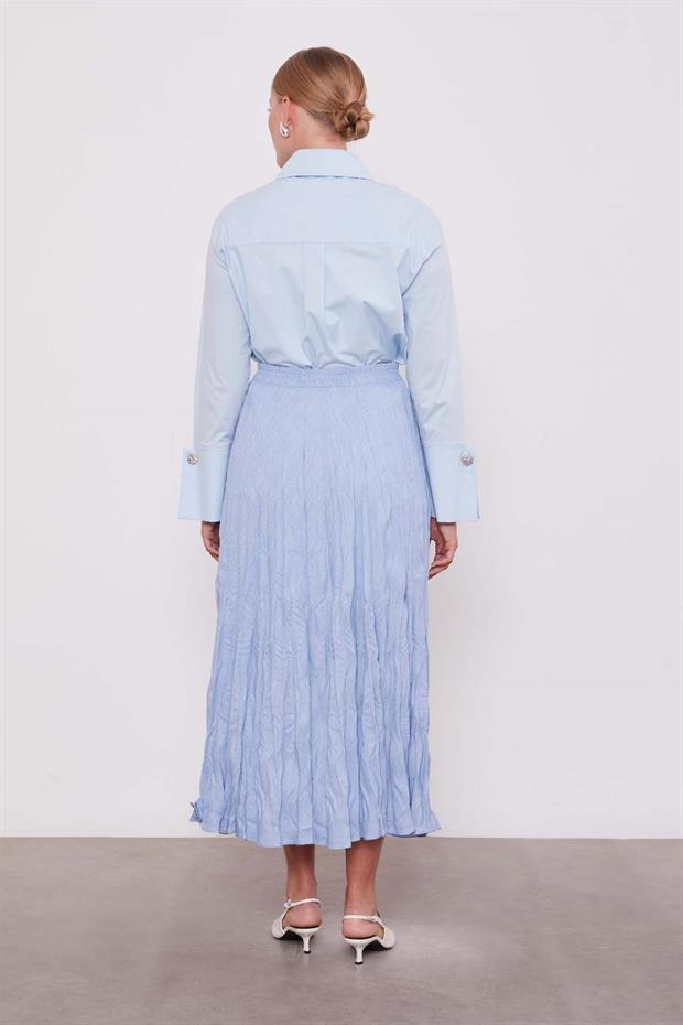 Bebe Mavisi Kırışık Model Etek