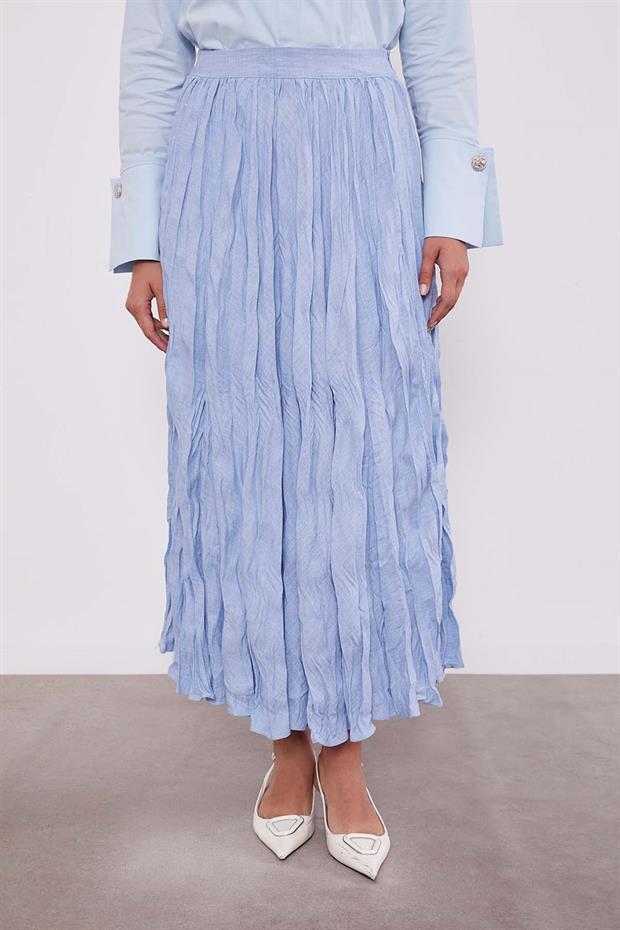 Bebe Mavisi Kırışık Model Etek
