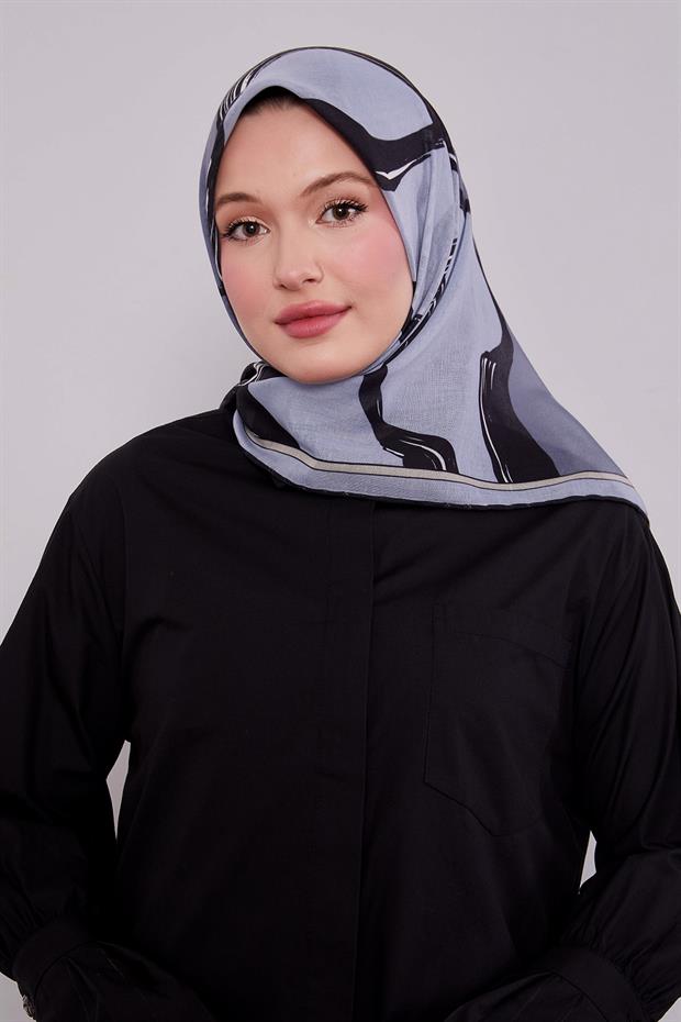 Bebe Mavisi Soyut Desen Soft Eşarp