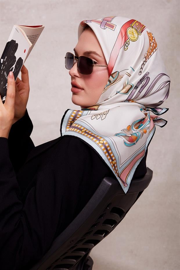 Bebe Mavisi Twill İpek Eşarp Lunera Koleksiyonu