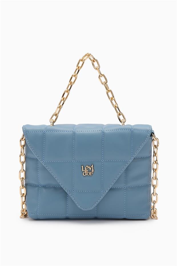 Bebe Mavisi Üçgen Kapaklı Omuz Çantası