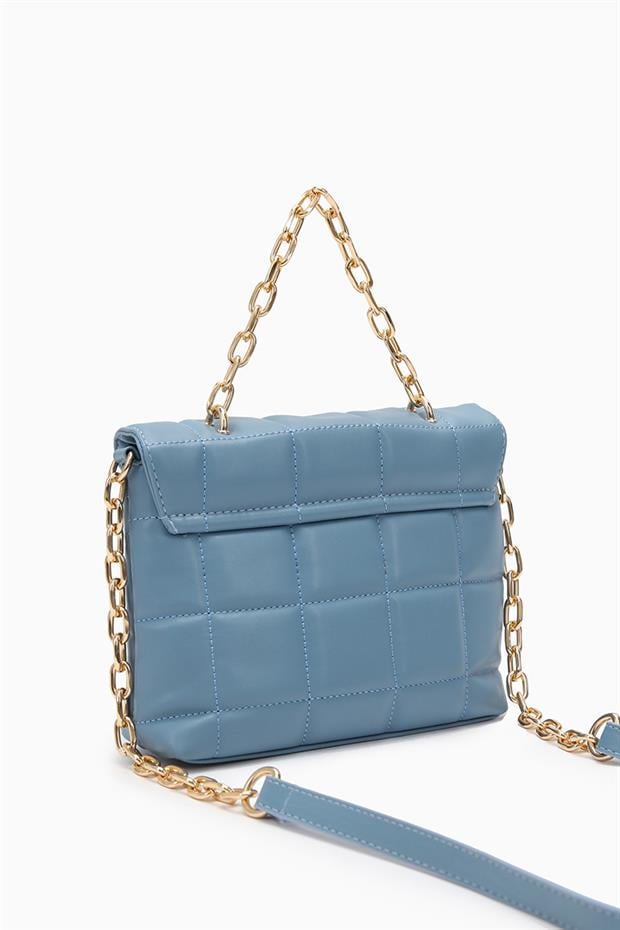 Bebe Mavisi Üçgen Kapaklı Omuz Çantası