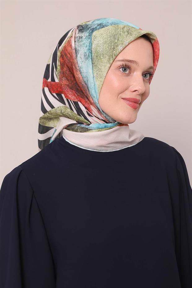 Bebe Mavisi Zebra Desen Pamuk Eşarp