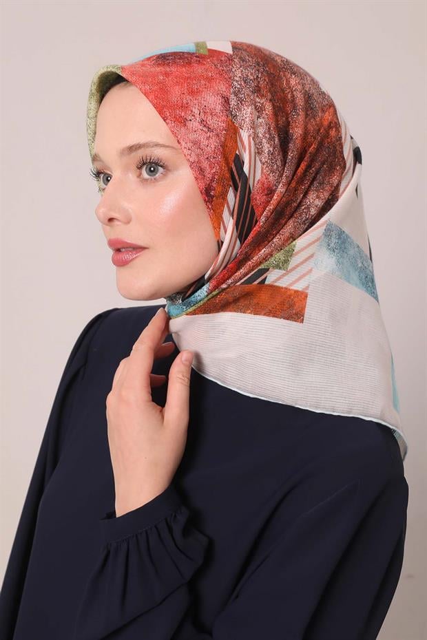 Bebe Mavisi Zebra Desen Pamuk Eşarp