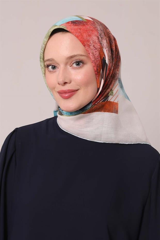 Bebe Mavisi Zebra Desen Pamuk Eşarp