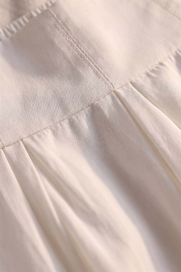 Bej Bel Dikiş Detaylı Etek