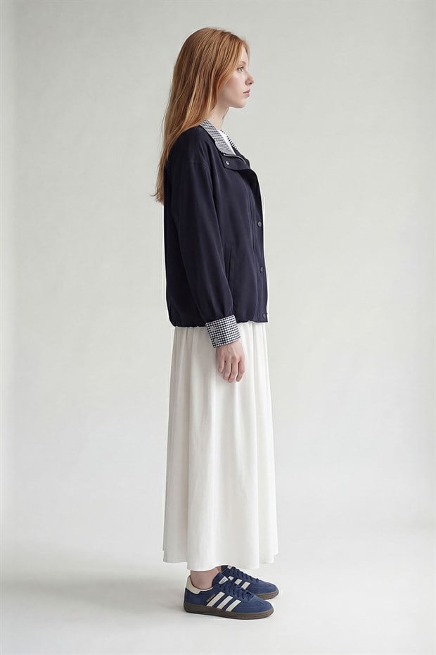 Bej Bel Dikiş Detaylı Etek