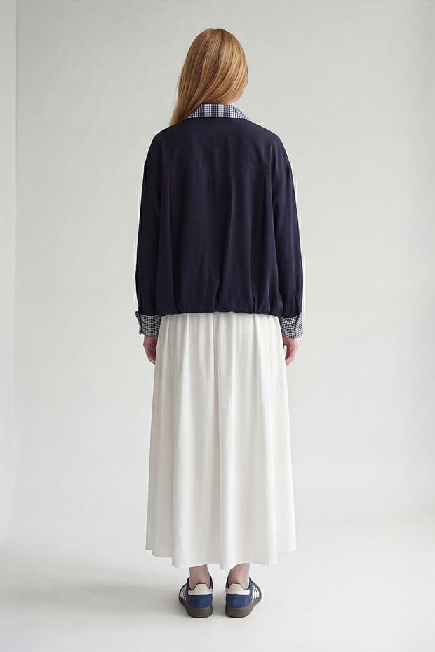 Bej Bel Dikiş Detaylı Etek