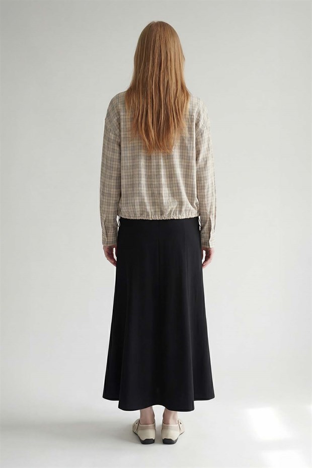 Bej Bel Klips Detaylı Gömlek