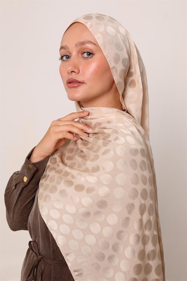 Bej Benek Desenli Jakar Capri Şal