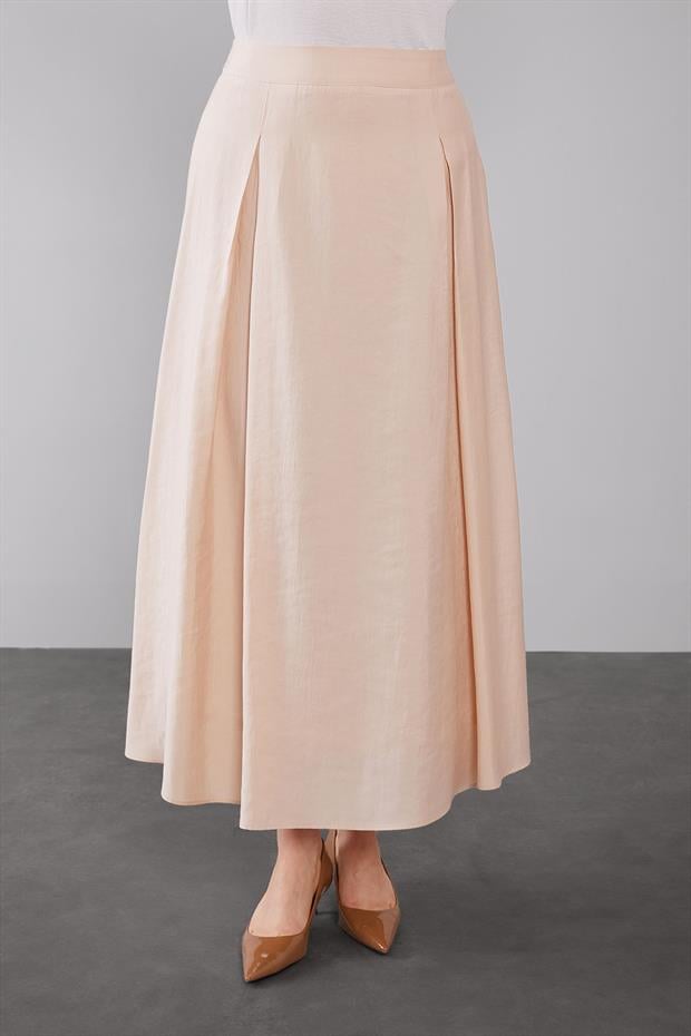 Bej Boncuk Bağlama Detaylı Etek Takım