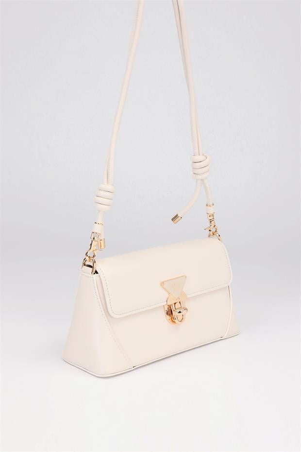 Bej Büzgü Detay Omuz Çantası