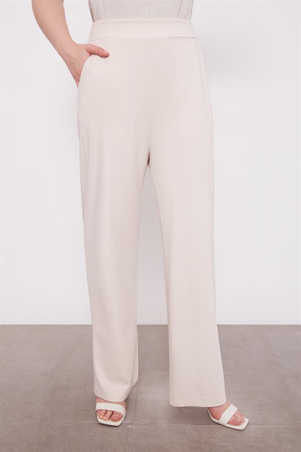 Bej Çiçek İşlemeli İkili Takım