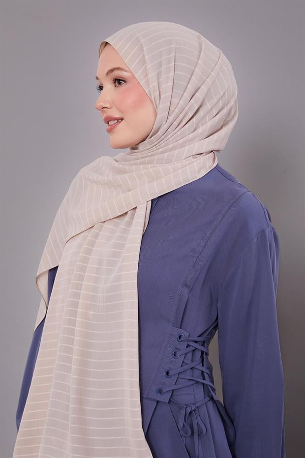 Bej Çizgili Cazz Şal