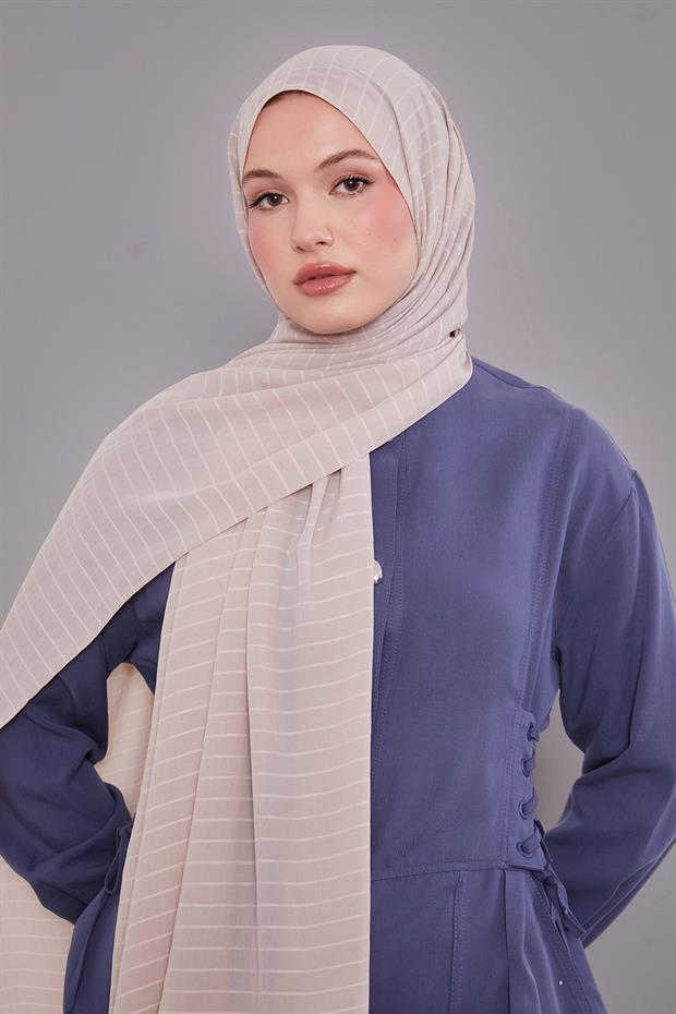 Bej Çizgili Cazz Şal