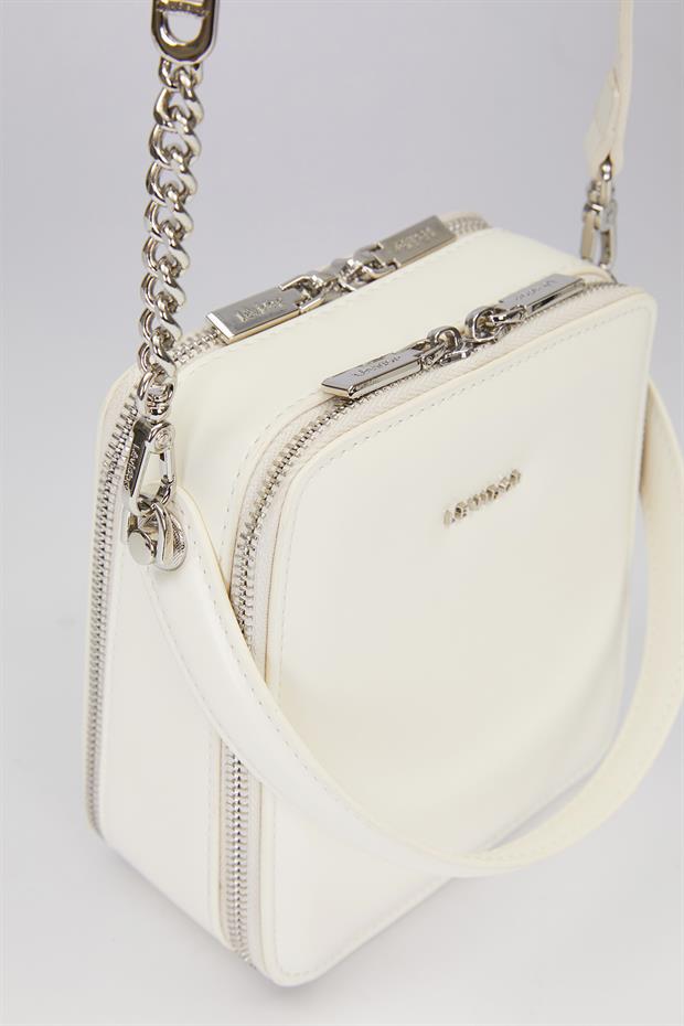 Bej Dikdörtgen Model Omuz Çantası