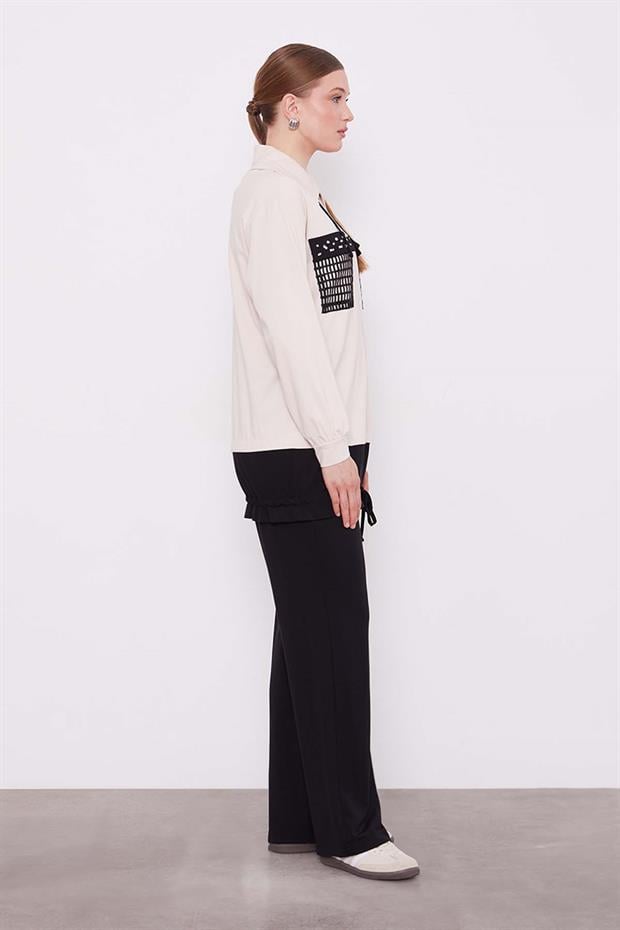 Bej File Cep Detaylı İkili Takım