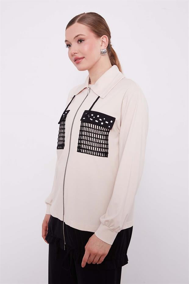 Bej File Cep Detaylı İkili Takım