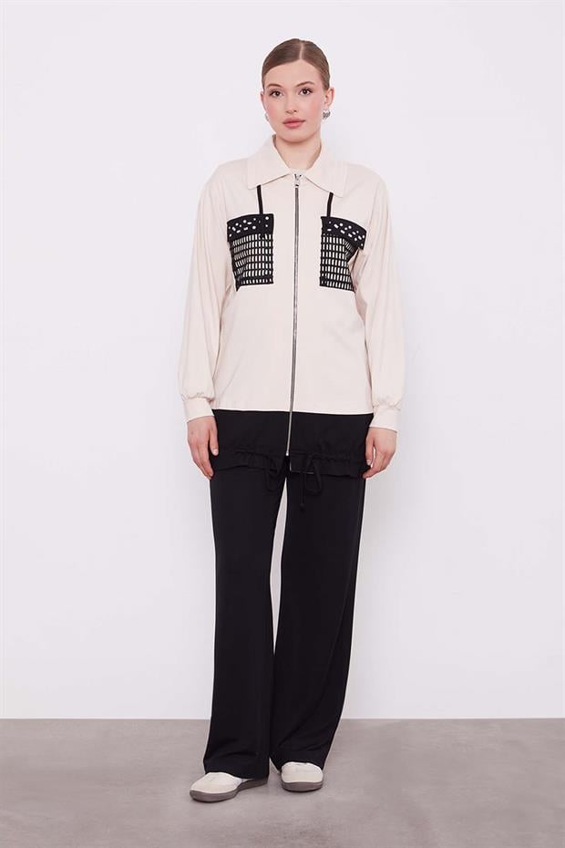 Bej File Cep Detaylı İkili Takım