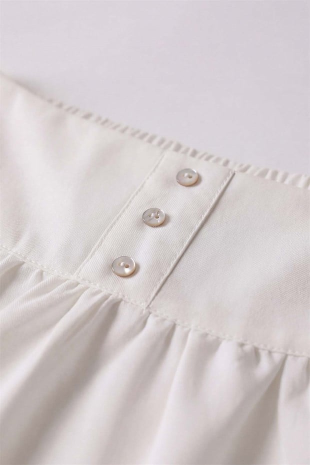 Bej Geniş Bel Detaylı Etek