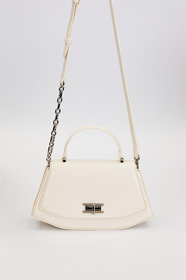 Bej Geometrik Model Omuz Çantası