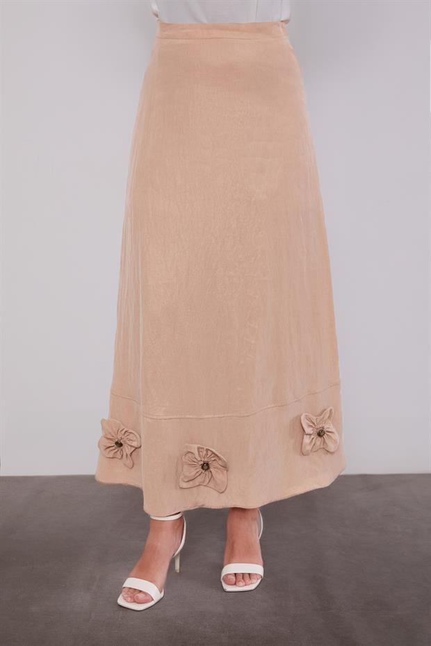 Bej Gül Detaylı Cupra Etekli Takım