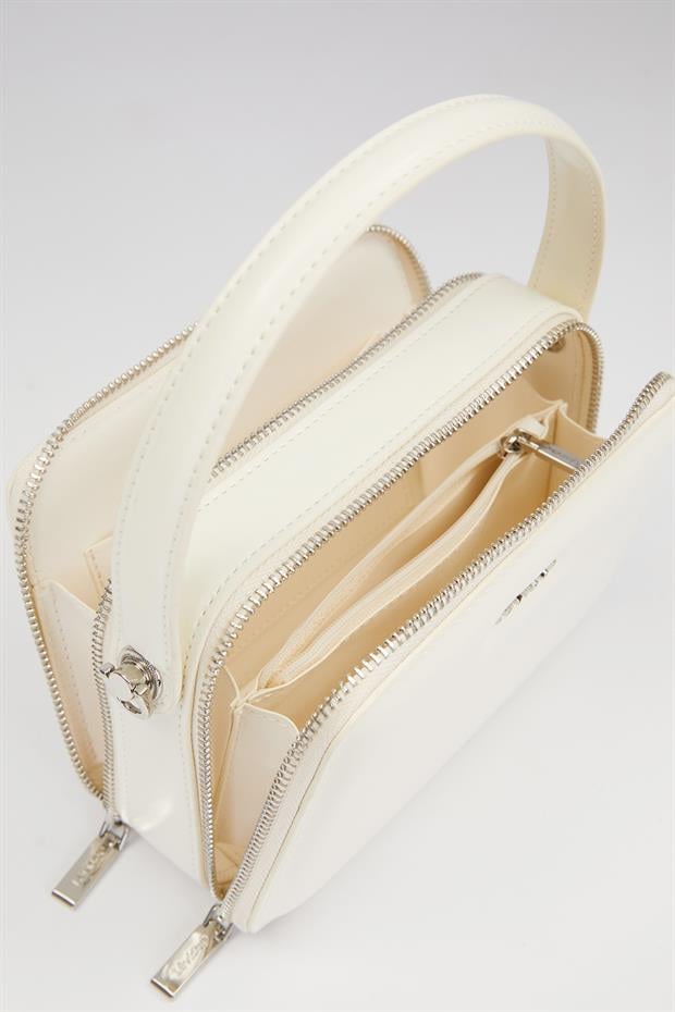 Bej Kare Bombe Görünümlü Omuz Çantası