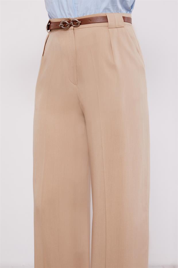 Bej Kemerli Palazzo Pantolon