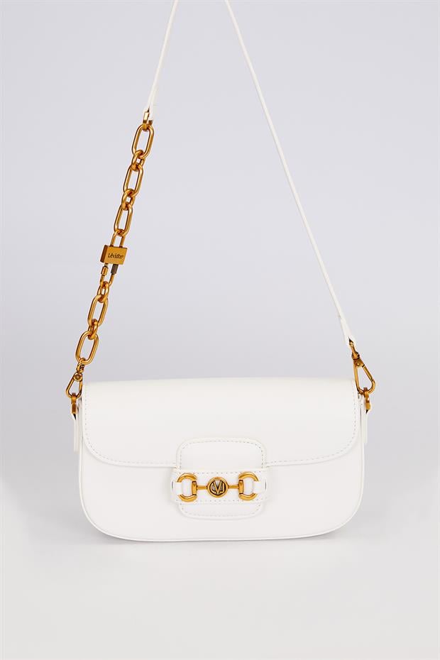 Bej Kilit Zincirli Omuz Çantası