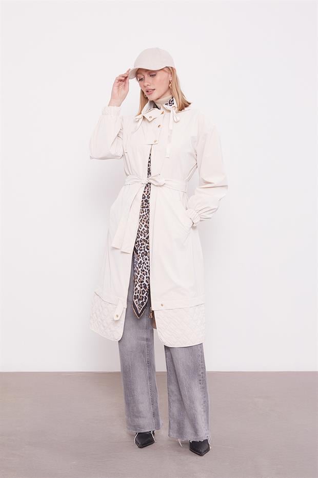 Bej Kurdale Yaka Detay Trençkot