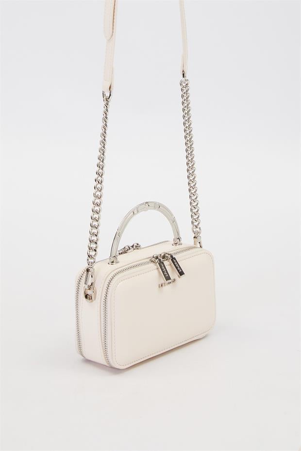 Bej Metal Askı Detay Omuz Çantası