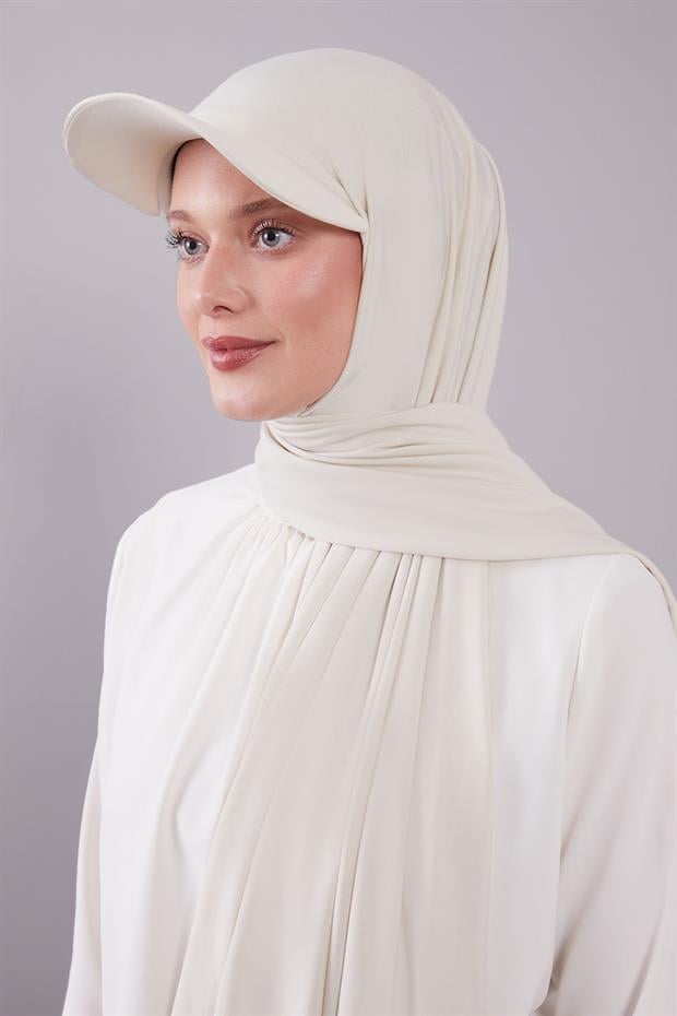 Bej Pratik Şapkalı Şal