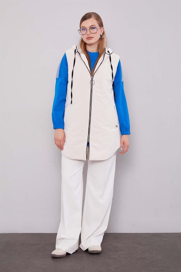 Bej Şapkalı Şişme Yelek