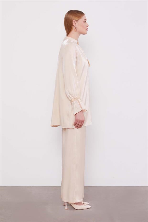 Bej Taş Detaylı İkili Takım