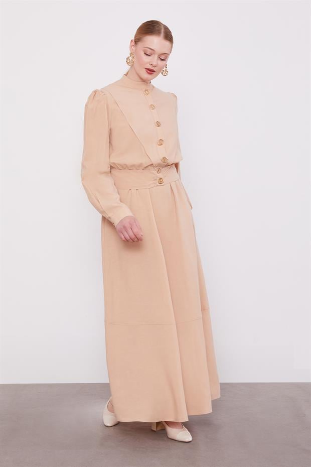 Bej Vatkalı Cupra Ceket Takım