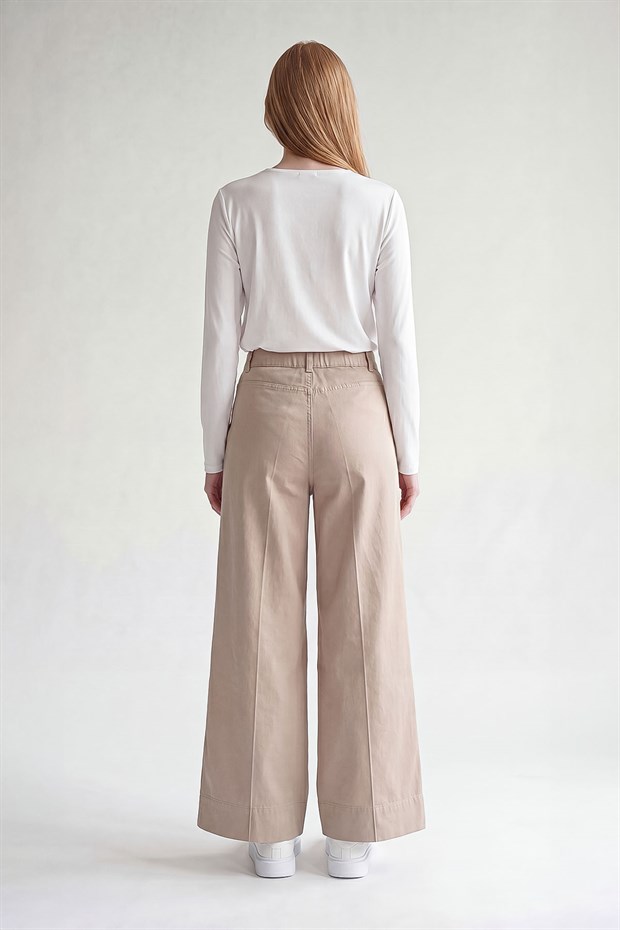 Bej Wideleg Pantolon