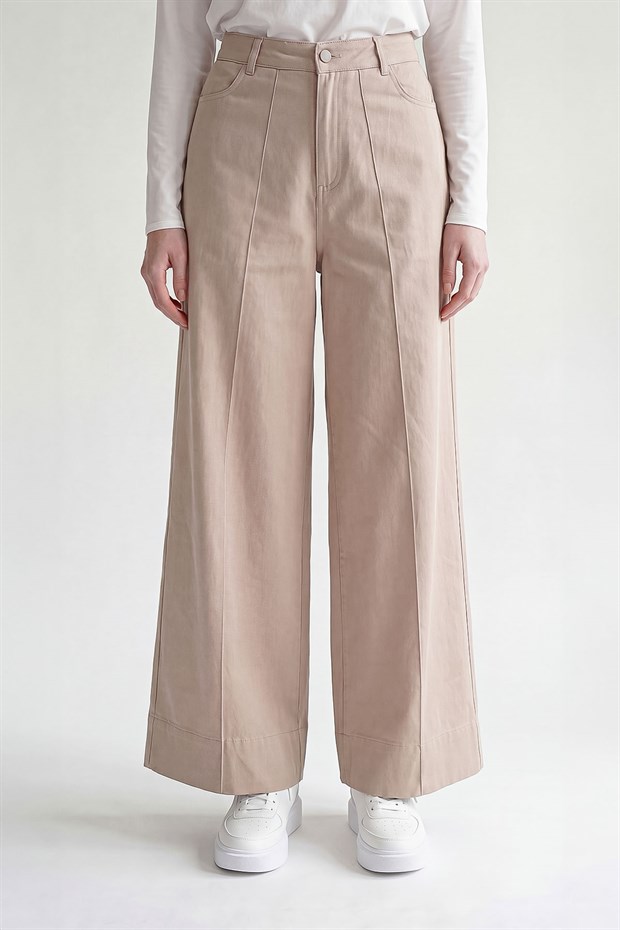 Bej Wideleg Pantolon