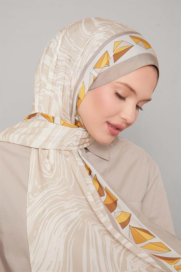 Bej Zebra Desen Club Şal