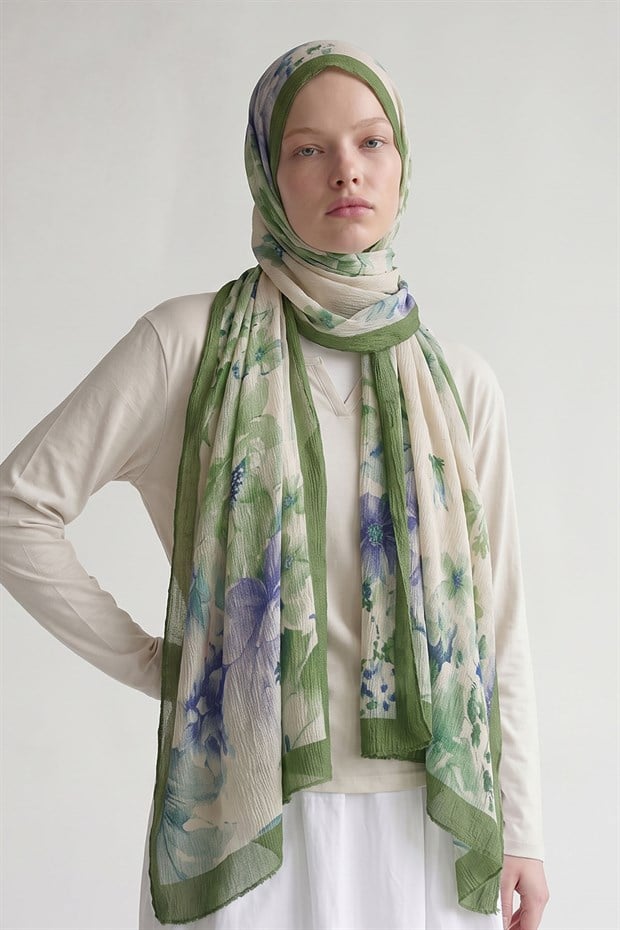 Benetton Çiçek Desen Müslin Şal