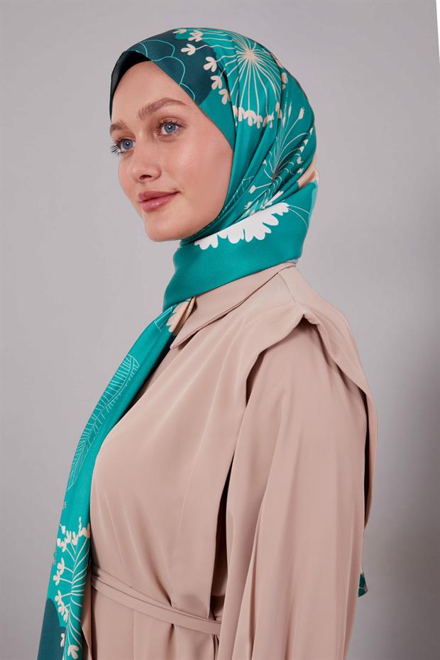 Benetton Çiçek Desen Twill Şal