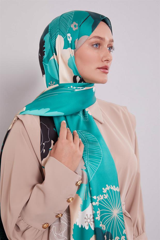 Benetton Çiçek Desen Twill Şal