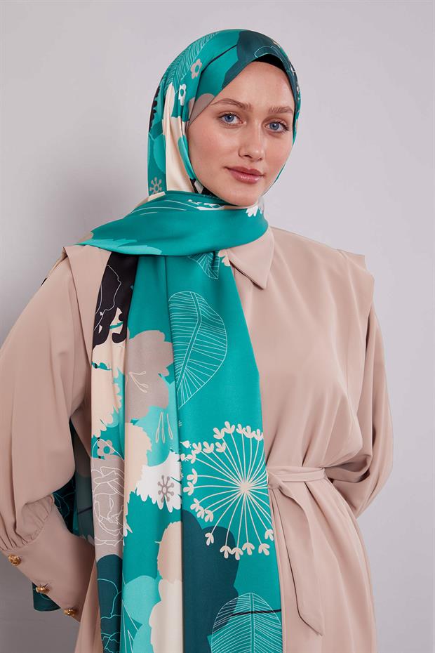 Benetton Çiçek Desen Twill Şal