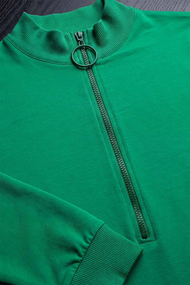 Benetton Dik Yaka Fermuarlı Sweat