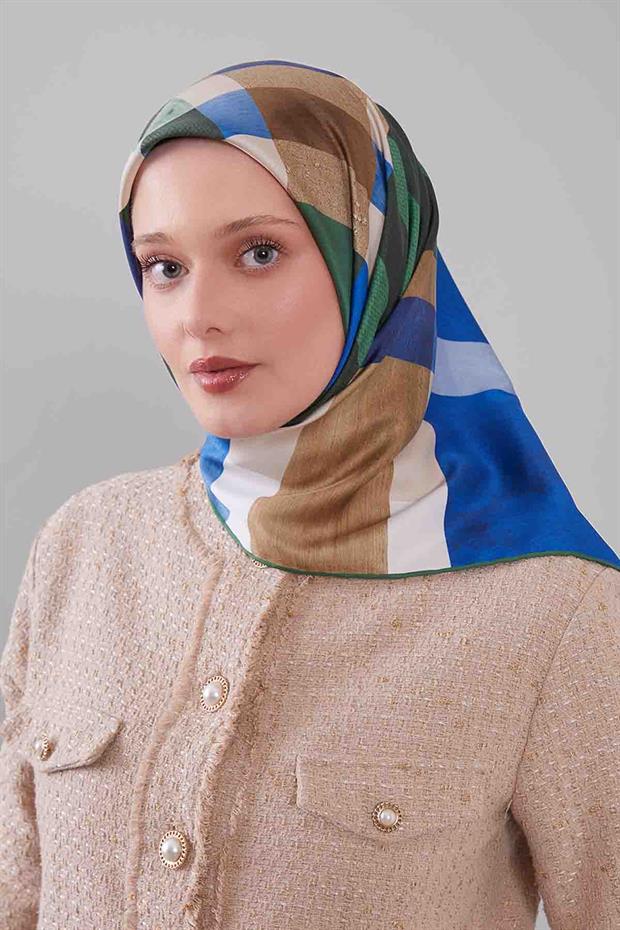 Benetton Ekose Desen Trend Twill Eşarp