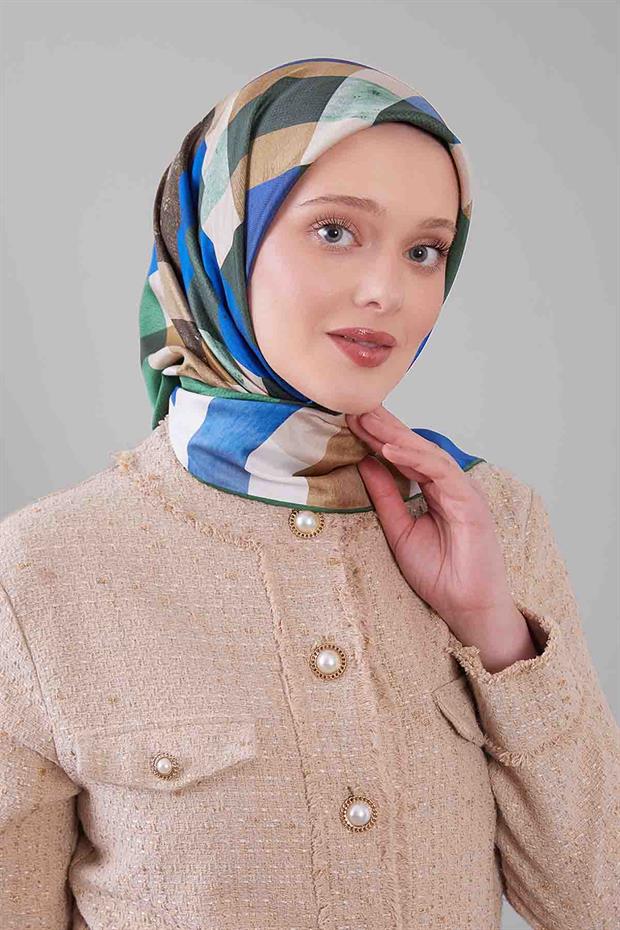 Benetton Ekose Desen Trend Twill Eşarp